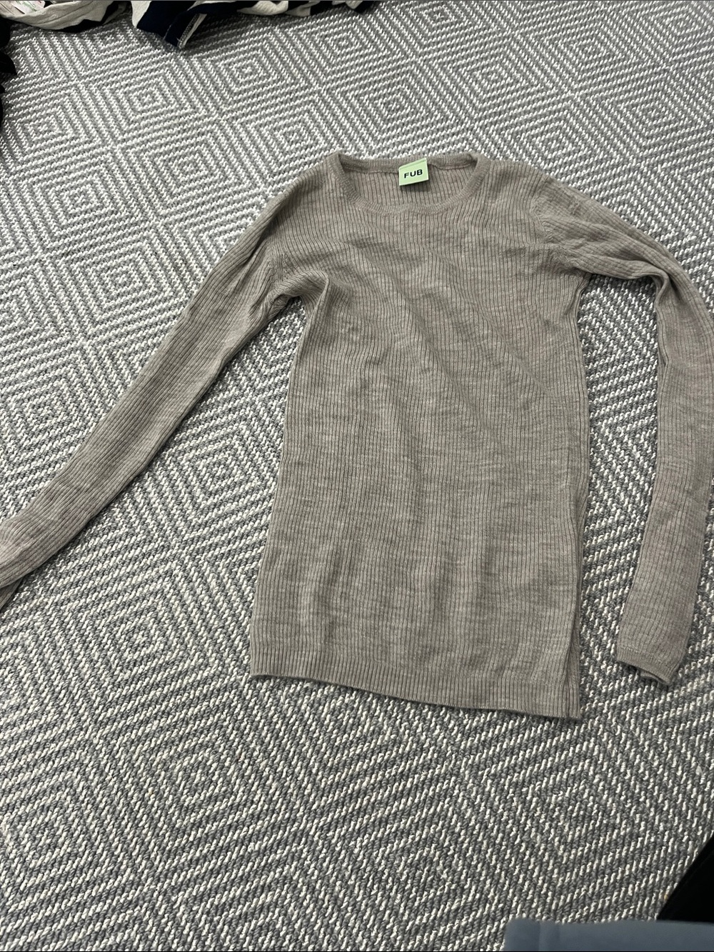 Ribbed Crewneck Sweater Top - Taupe